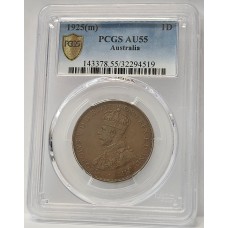 AUSTRALIA 1925 . ONE 1 PENNY . PCGS AU55 AUSTRALIA 1925 . ONE 1 PENNY . PCGS AU55